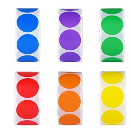 6 Colors 3000 Pieces Dot Stickers Color Code Circle Stickers Can Writing 1 Inch Office Supplies Stationery Sticker Garage Sale Sticker (6 Rolls. 500 Labels/Roll)