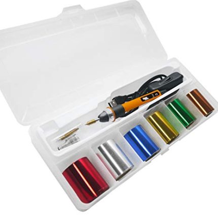 Hot Foil Embossing Stamping Pen with 6 Rolls Hot Foil Papers. USB Powered (with 4 Nibs) (Yellow)