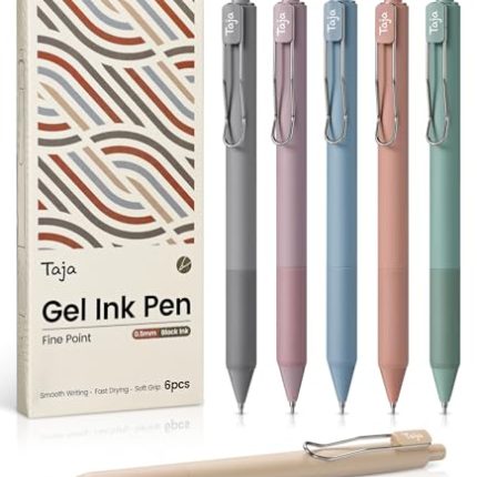 Gel Pens. 6pcs 0.5mm Fine Point Smooth Writing Pens. Quick Dry Black Ink Pens for Journaling and Note Taking. Cute Aesthetic Pens for Office School & Home Supplies